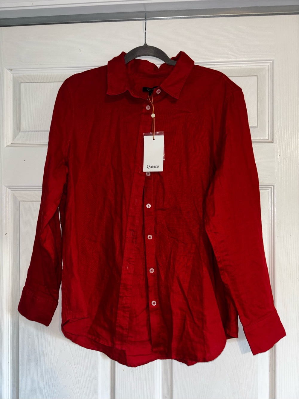 Quince Women's Red Button-Down Shirt